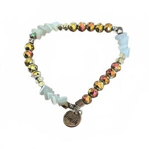 Erimish white & multi iridescent beaded bracelet